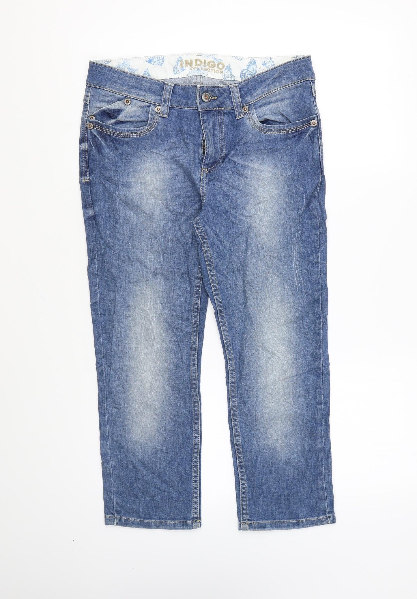 Indigo Womens Blue Cotton Cropped Jeans Size 32 in L21 in Regular Zip