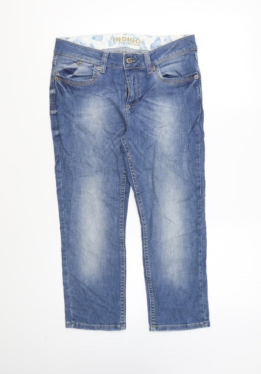 Indigo Womens Blue Cotton Cropped Jeans Size 32 in L21 in Regular Zip