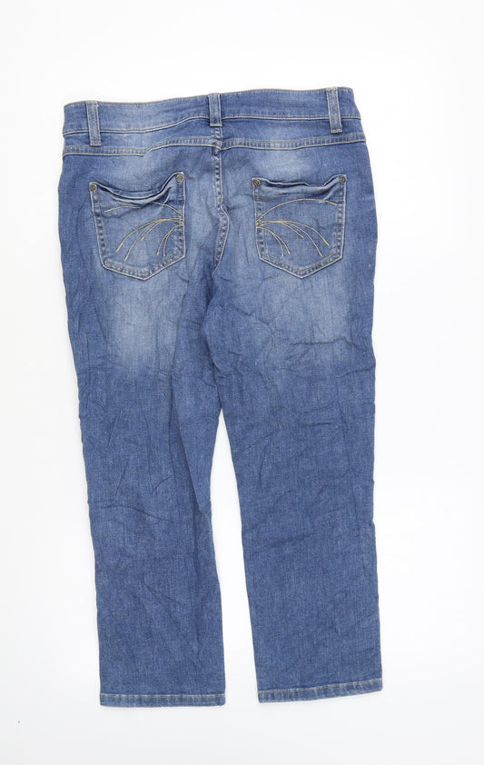Indigo Womens Blue Cotton Cropped Jeans Size 32 in L21 in Regular Zip