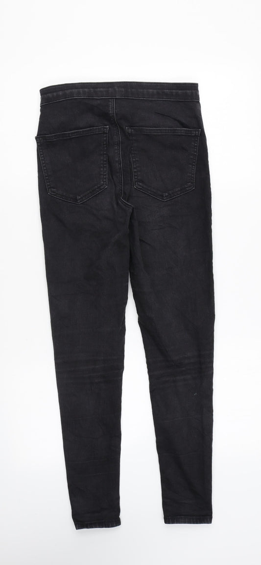 Topshop Womens Black Cotton Skinny Jeans Size 28 in L30 in Regular Zip