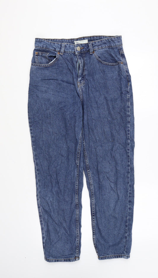 Denim & Co. Womens Blue Cotton Tapered Jeans Size 10 L25 in Regular Zip