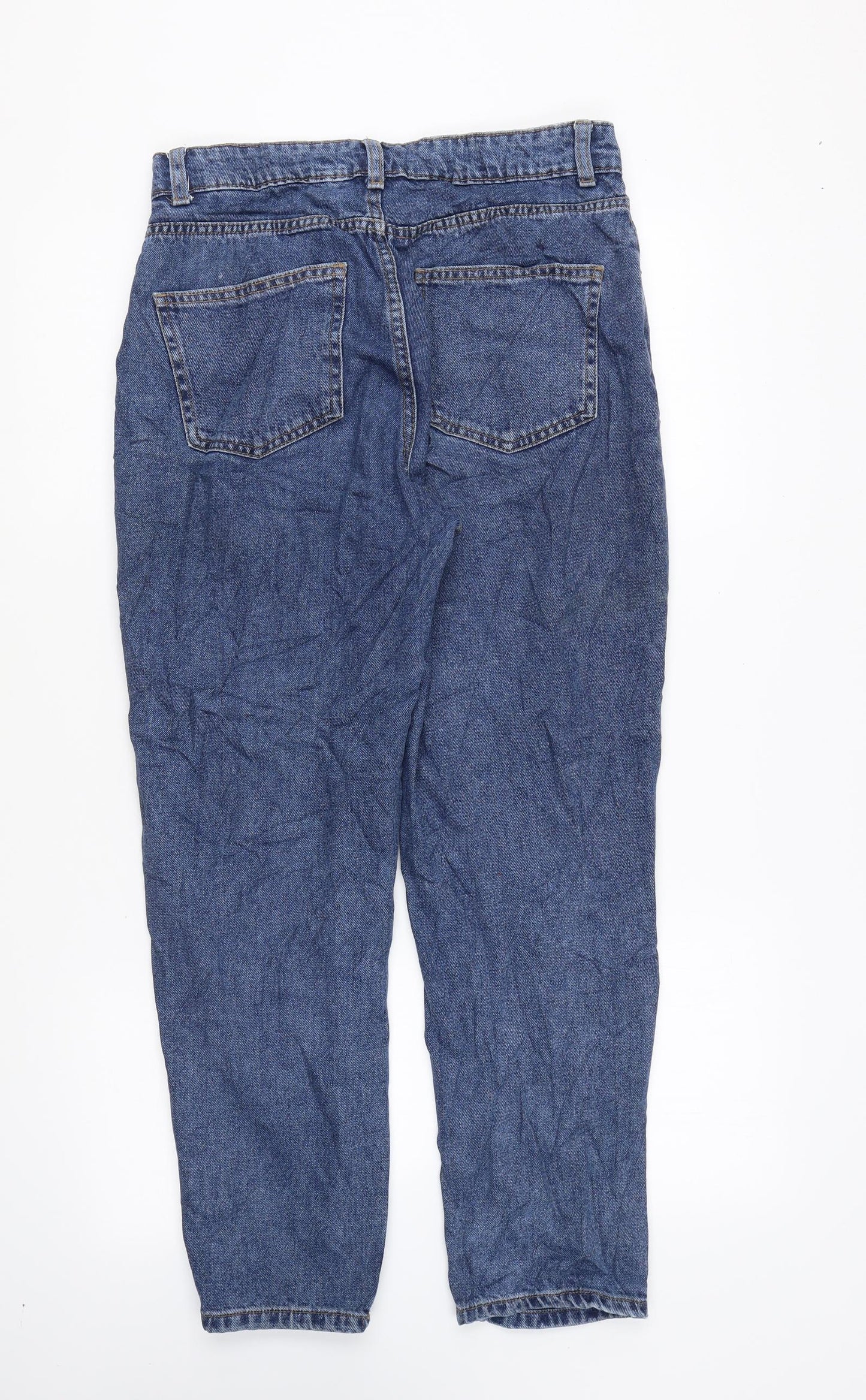 Denim & Co. Womens Blue Cotton Tapered Jeans Size 10 L25 in Regular Zip