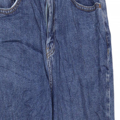 Denim & Co. Womens Blue Cotton Tapered Jeans Size 10 L25 in Regular Zip
