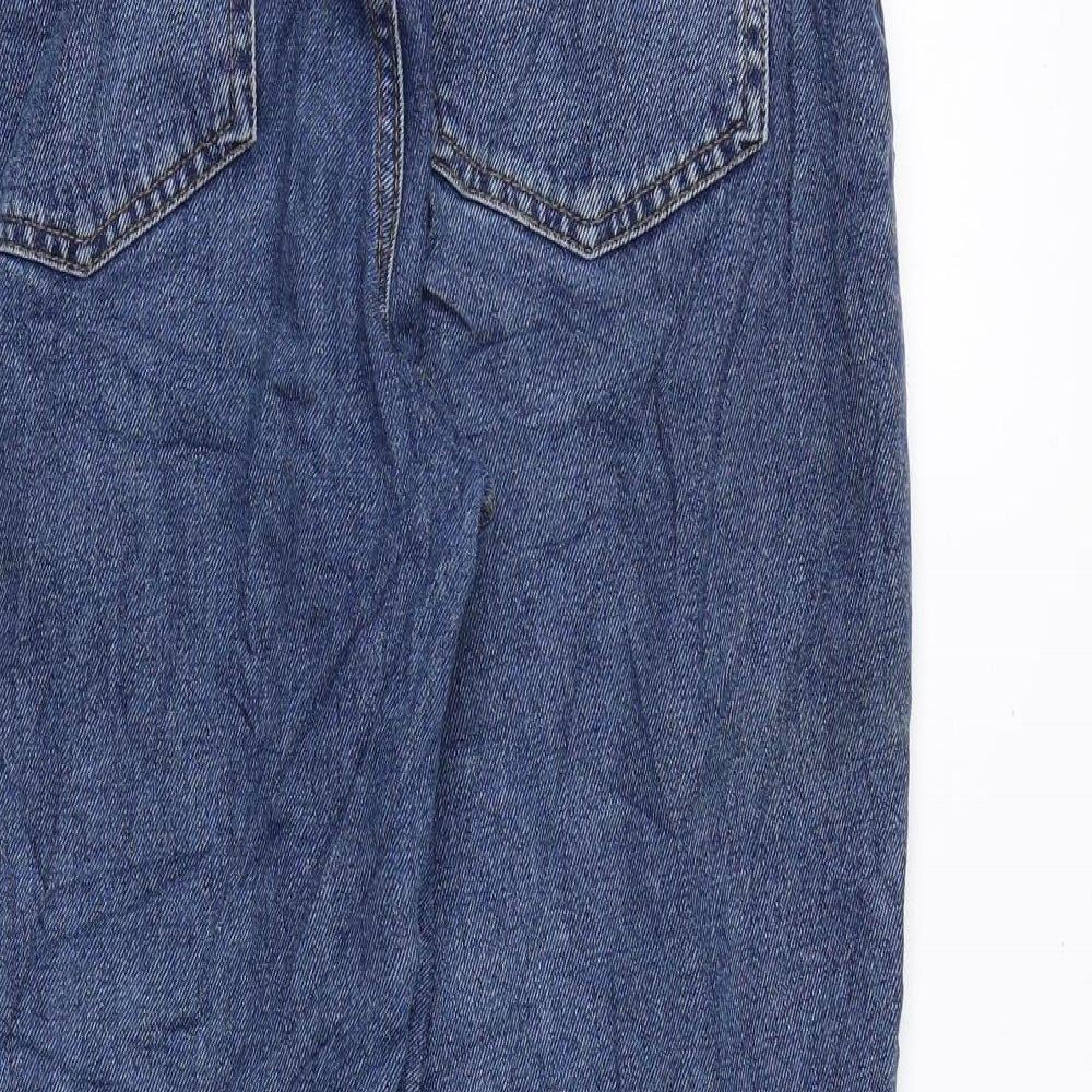 Denim & Co. Womens Blue Cotton Tapered Jeans Size 10 L25 in Regular Zip