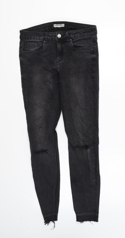 Zara Womens Black Cotton Skinny Jeans Size 8 L26 in Regular Zip