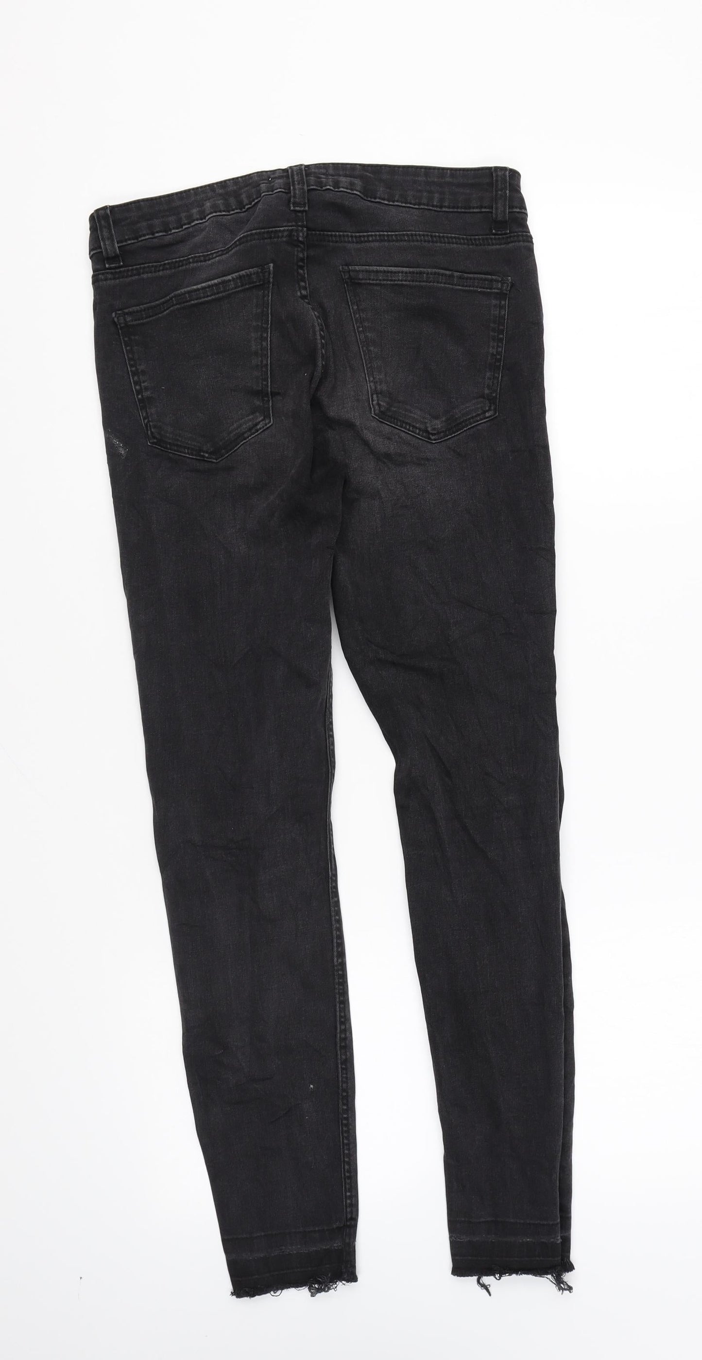 Zara Womens Black Cotton Skinny Jeans Size 8 L26 in Regular Zip