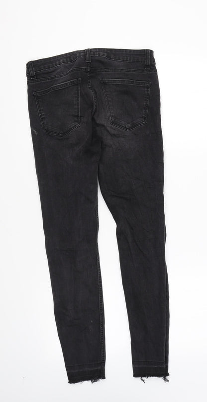 Zara Womens Black Cotton Skinny Jeans Size 8 L26 in Regular Zip