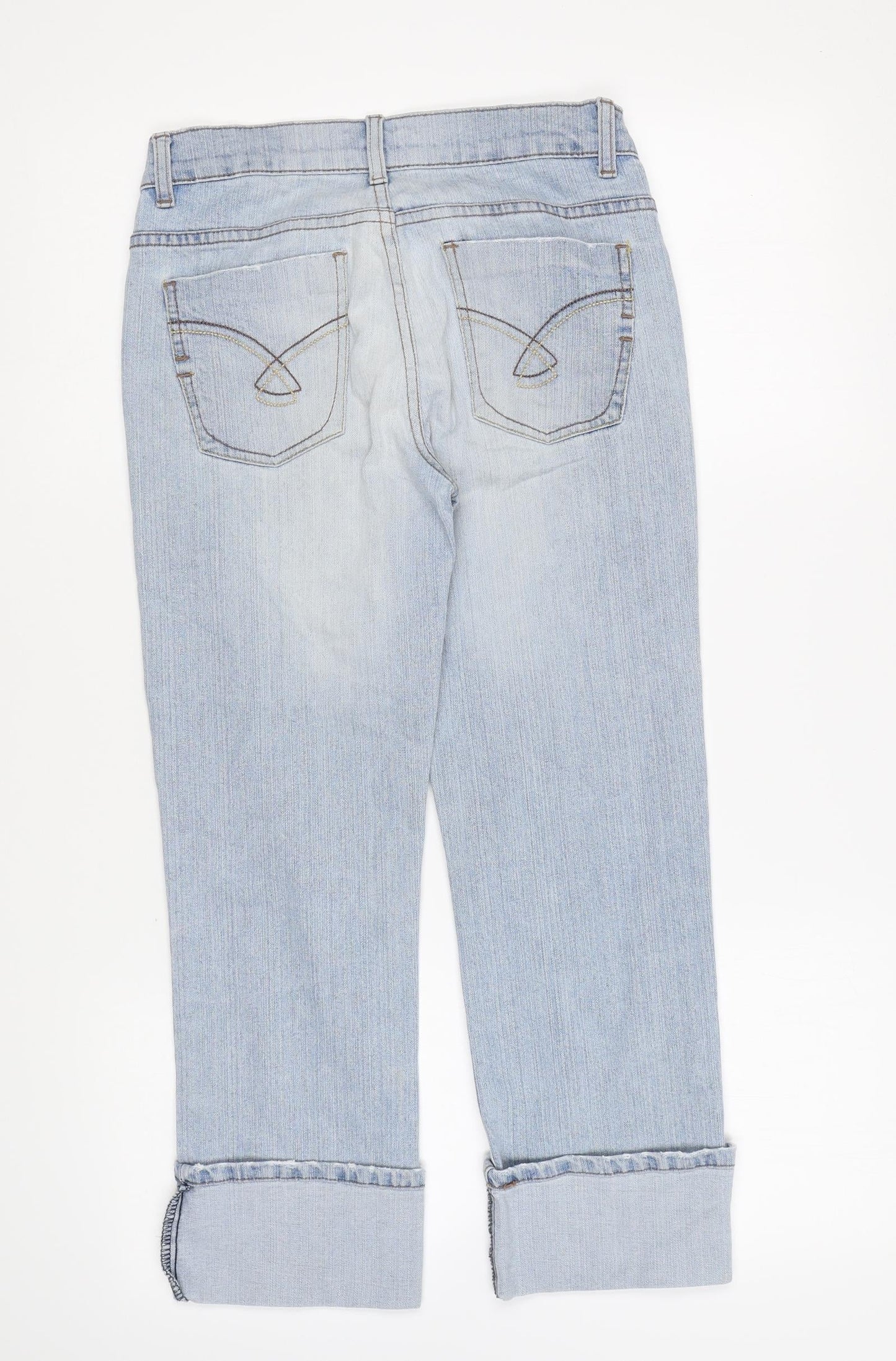 New Look Womens Blue Cotton Straight Jeans Size 8 L22 in Regular Zip