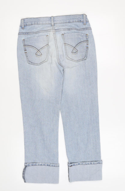New Look Womens Blue Cotton Straight Jeans Size 8 L22 in Regular Zip