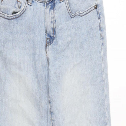 New Look Womens Blue Cotton Straight Jeans Size 8 L22 in Regular Zip