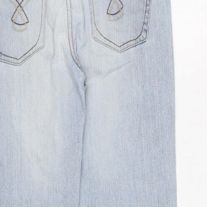 New Look Womens Blue Cotton Straight Jeans Size 8 L22 in Regular Zip