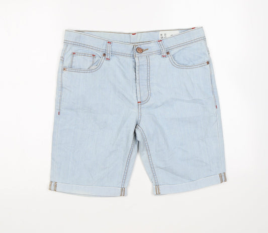 Denim & Co. Womens Blue Cotton Chino Shorts Size 32 in L9 in Regular Zip