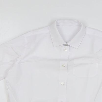 F&F Girls White Polyester Basic Button-Up Size 8-9 Years Collared Button - School Wear