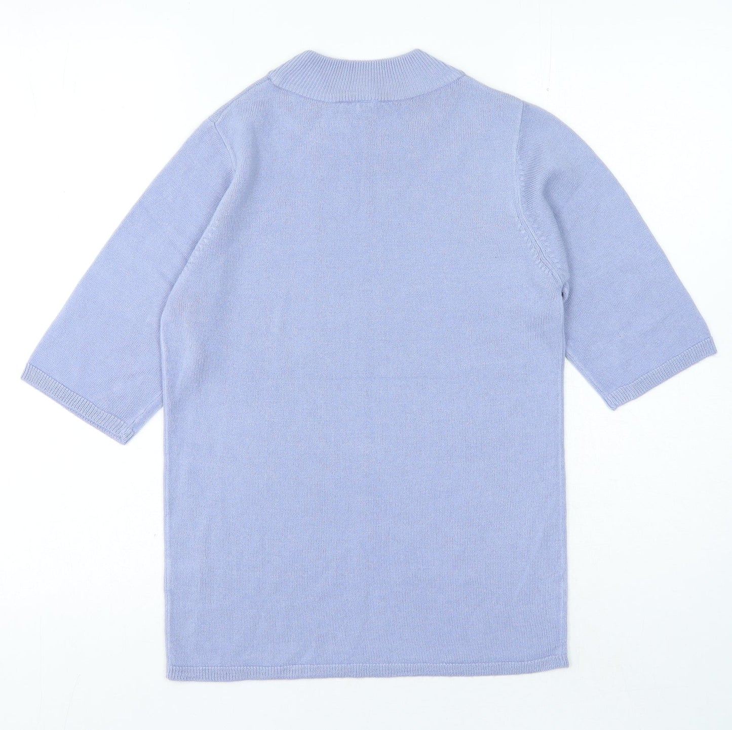 Originals Womens Blue Acrylic Basic T-Shirt Size 8 Mock Neck