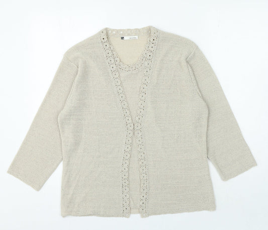 Viz a Viz` Womens Beige Crew Neck Viscose Cardigan Jumper Size 16
