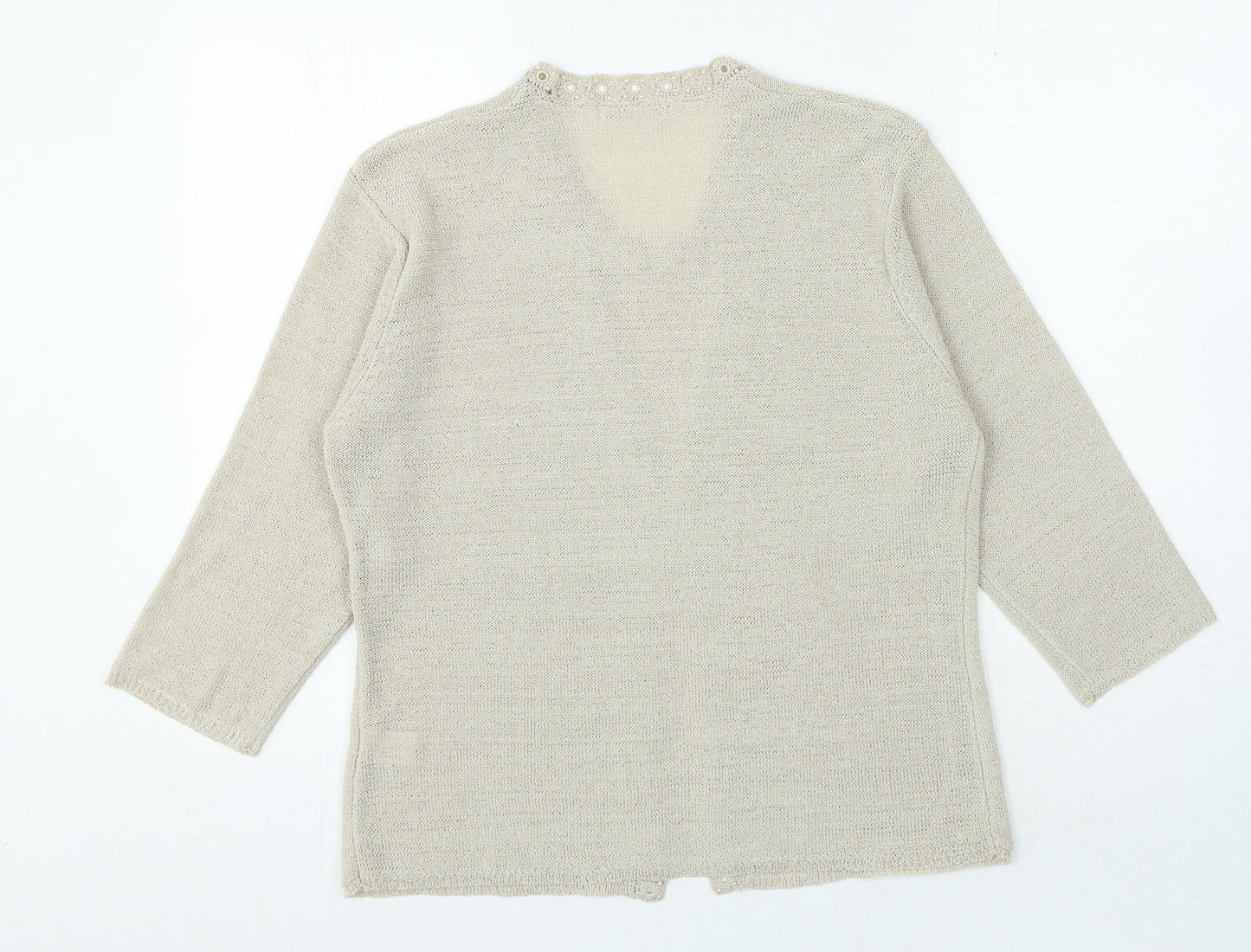 Viz a Viz` Womens Beige Crew Neck Viscose Cardigan Jumper Size 16