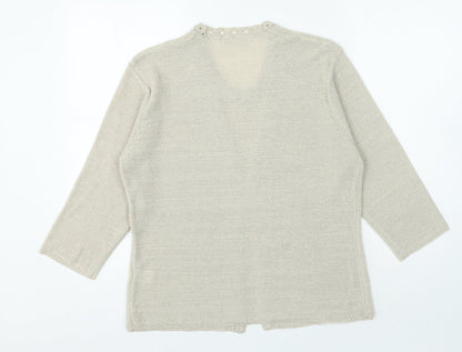 Viz a Viz` Womens Beige Crew Neck Viscose Cardigan Jumper Size 16