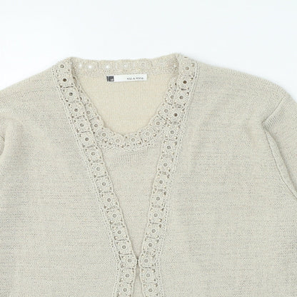 Viz a Viz` Womens Beige Crew Neck Viscose Cardigan Jumper Size 16