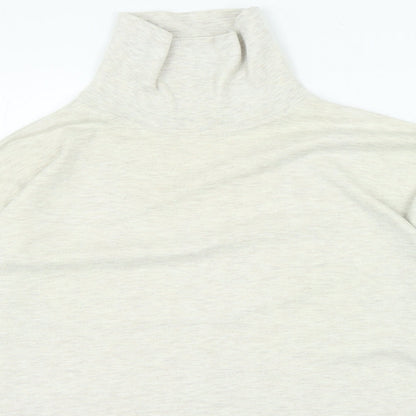 ANTARTEX Womens Beige High Neck Cotton Pullover Jumper Size M