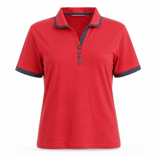 Womens UK Size M EWM Red Basic Polo