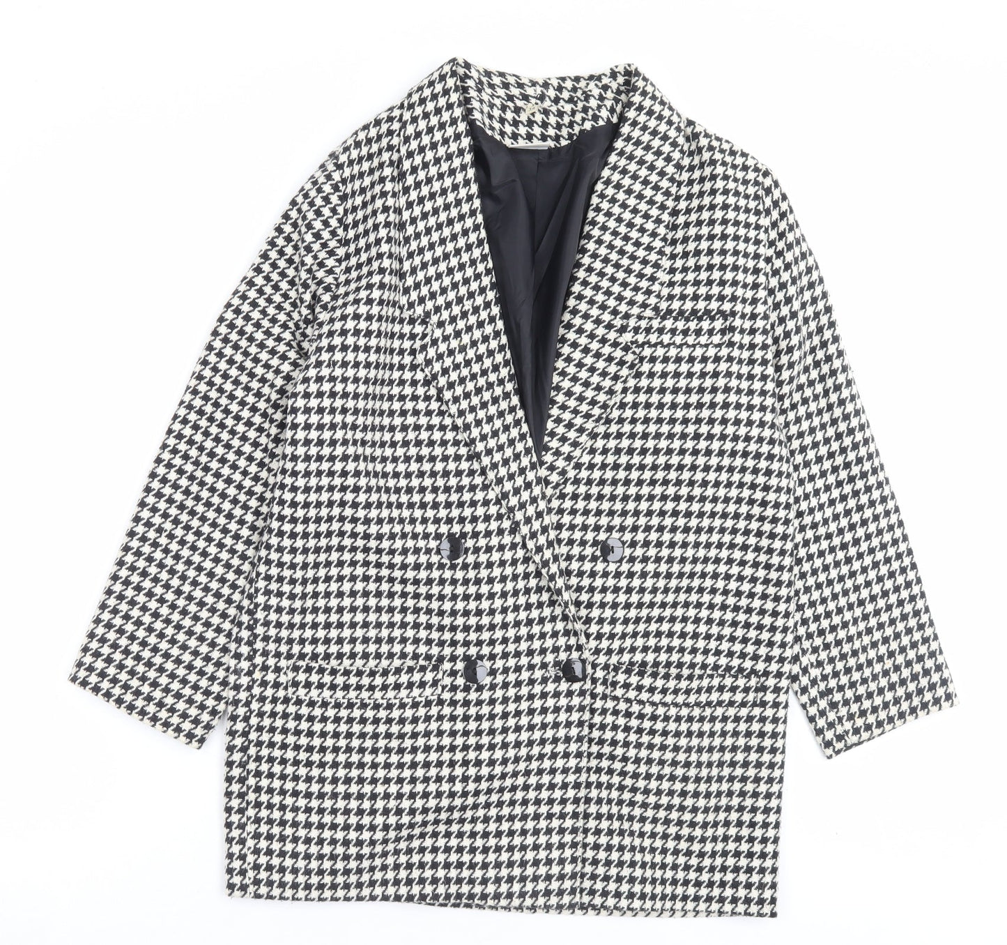 MARK ONE Womens Black Herringbone Jacket Blazer Size 14 Button