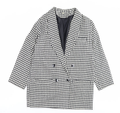 MARK ONE Womens Black Herringbone Jacket Blazer Size 14 Button
