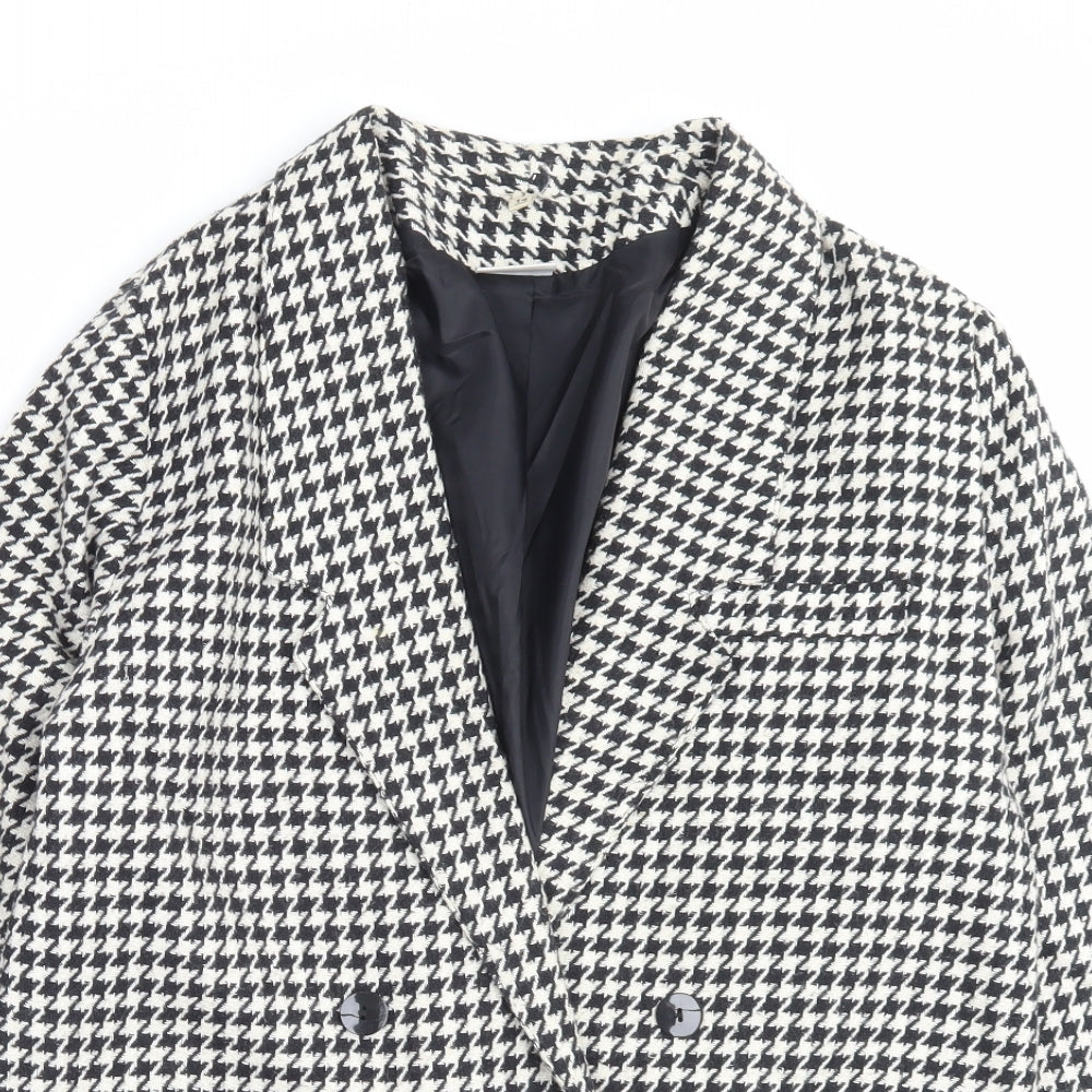 MARK ONE Womens Black Herringbone Jacket Blazer Size 14 Button