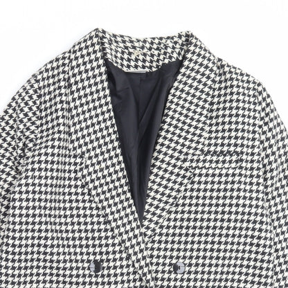 MARK ONE Womens Black Herringbone Jacket Blazer Size 14 Button