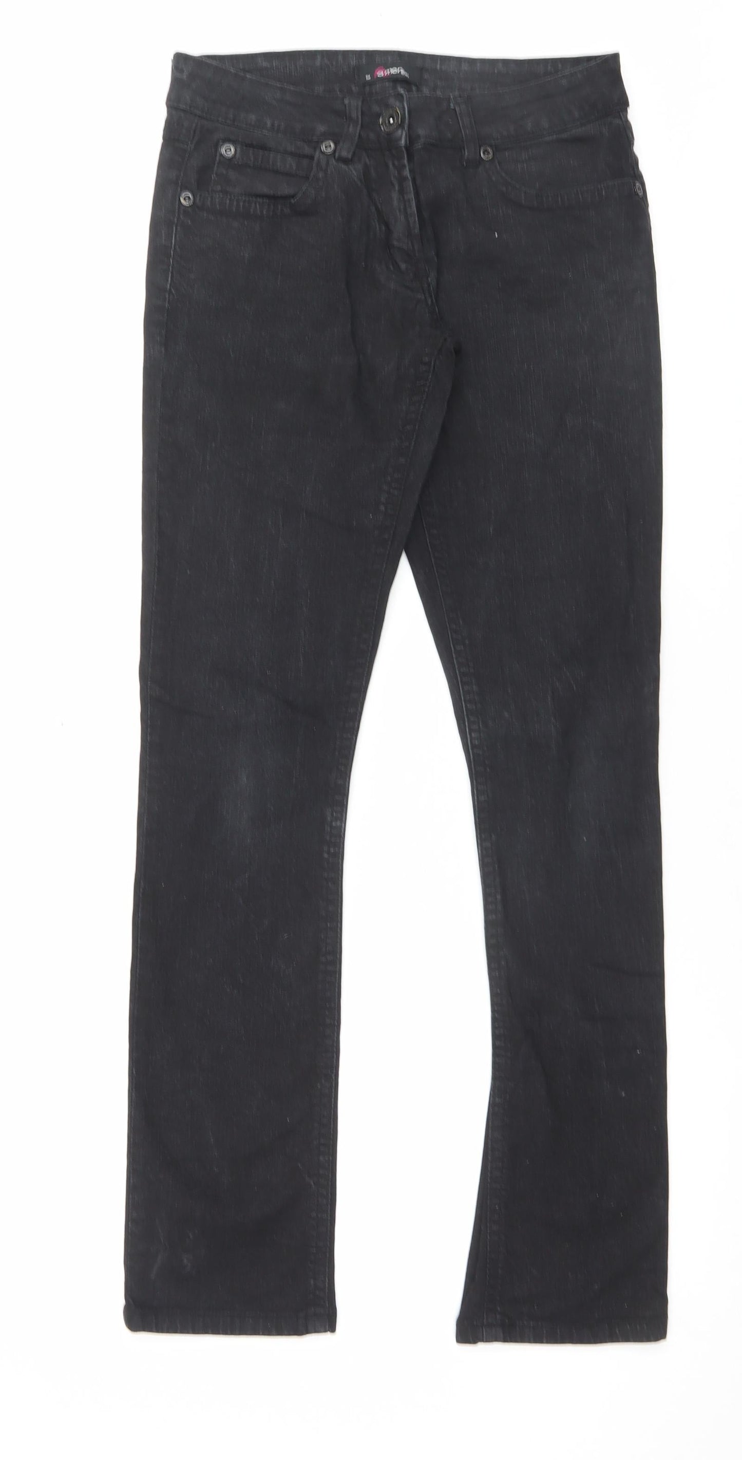 Falmer Womens Black Cotton Straight Jeans Size 10 L31 in Regular Button