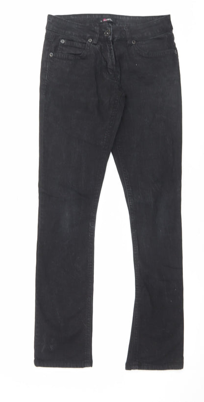 Falmer Womens Black Cotton Straight Jeans Size 10 L31 in Regular Button