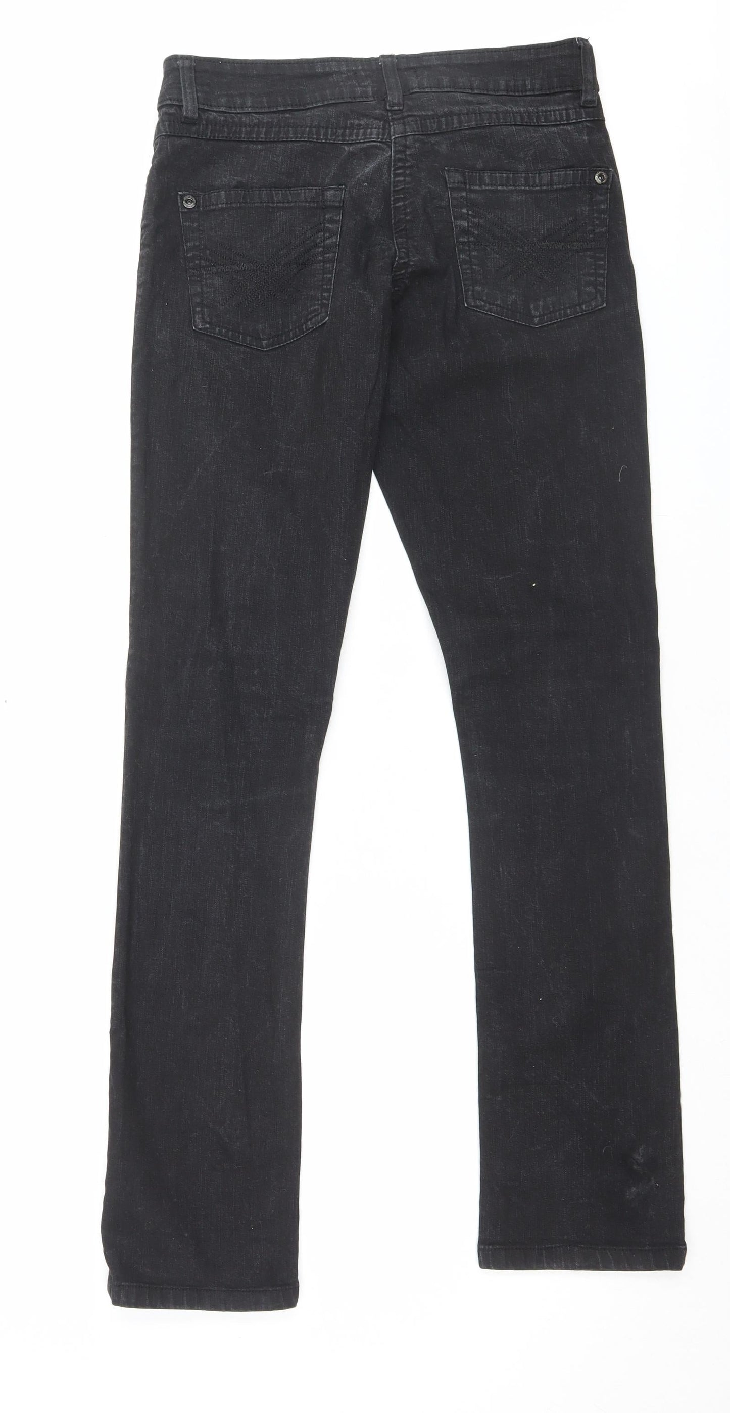 Falmer Womens Black Cotton Straight Jeans Size 10 L31 in Regular Button
