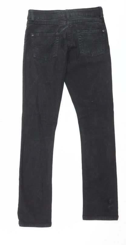 Falmer Womens Black Cotton Straight Jeans Size 10 L31 in Regular Button