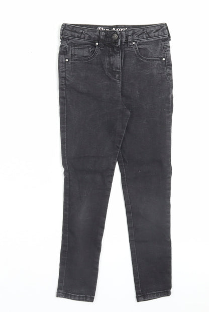 Matalan Girls Black Cotton Skinny Jeans Size 8 Years Regular Button