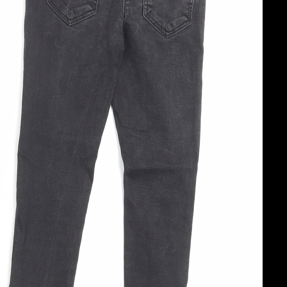 Matalan Girls Black Cotton Skinny Jeans Size 8 Years Regular Button