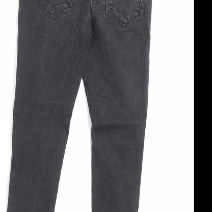 Matalan Girls Black Cotton Skinny Jeans Size 8 Years Regular Button