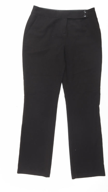 George Womens Black Polyester Trousers Size 10 L30 in Regular Button