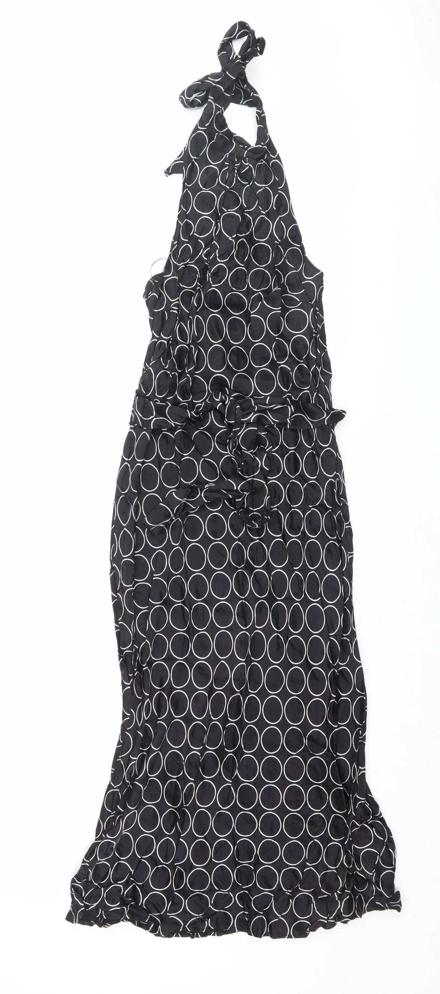 NEXT Womens Black Geometric Polyester A-Line Size 10 Halter Tie