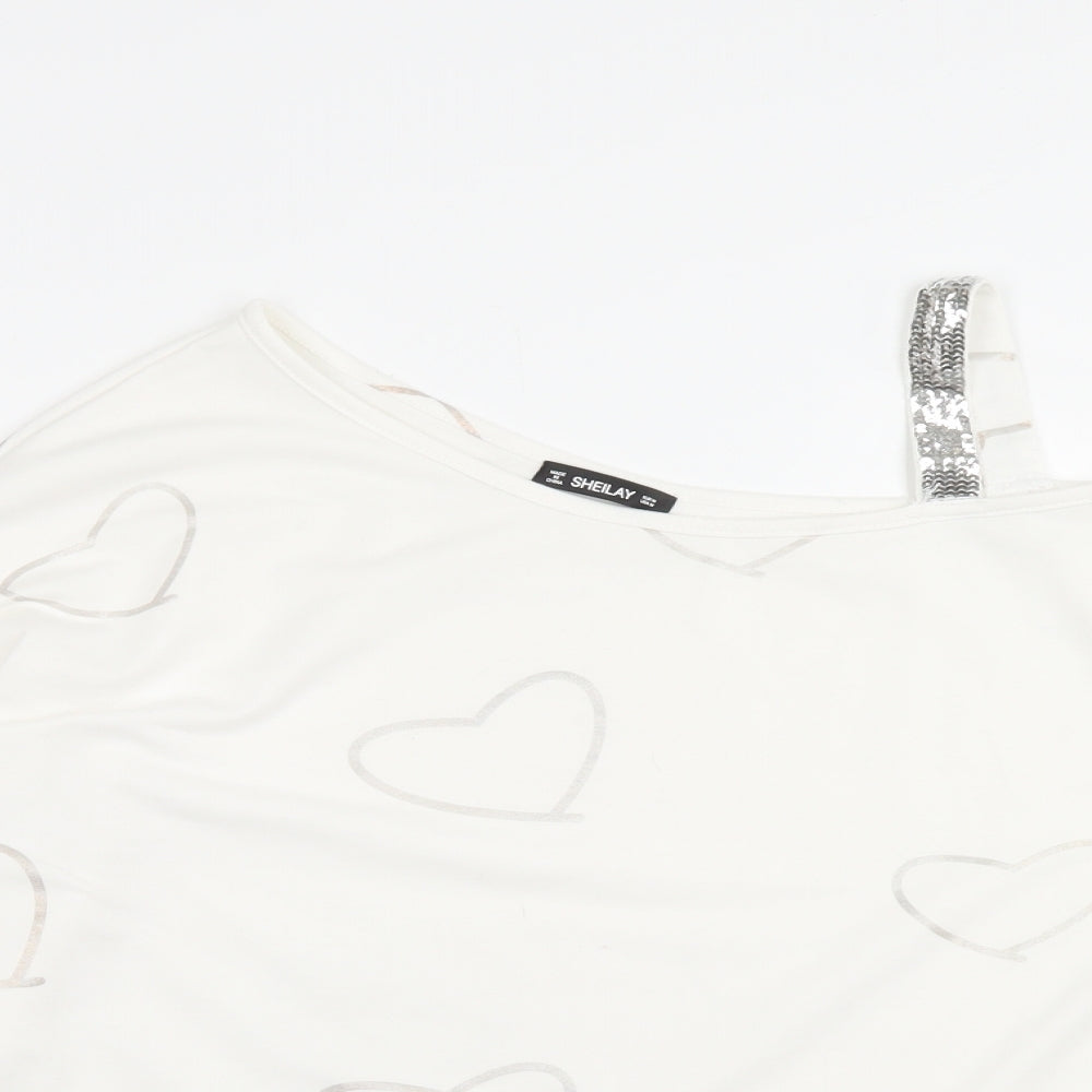Womens UK Size M Sheilay White Basic T-Shirt