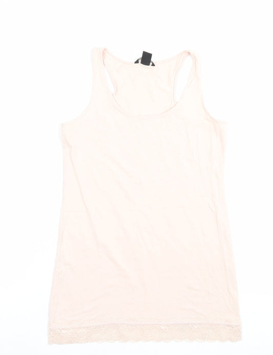 Womens UK Size M H&M Pink Basic Tank