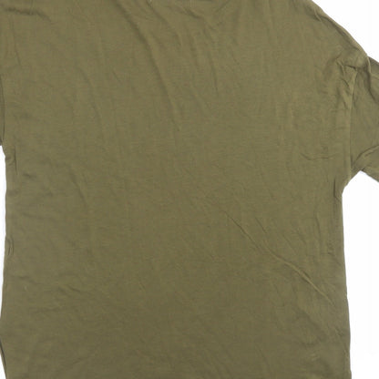 Bershka Womens Green Viscose Basic T-Shirt Size L Crew Neck - Do You Think Im Crazy?