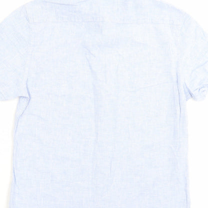 Topman Mens Blue Cotton Button-Up Size S Collared Button - Pocket Detail