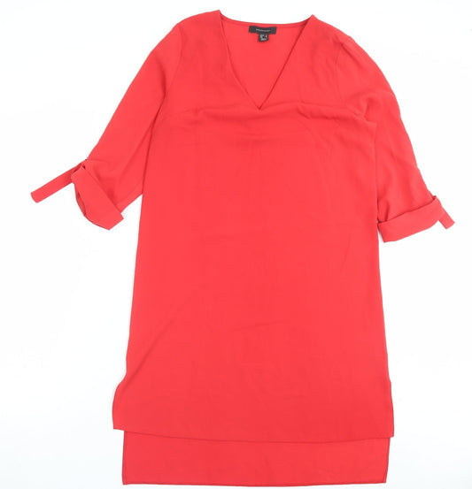 Atmosphere Womens Red Polyester A-Line Size 10 V-Neck Pullover