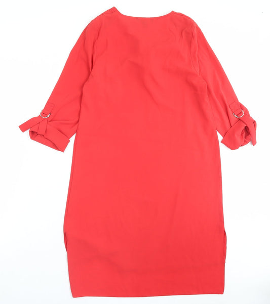 Atmosphere Womens Red Polyester A-Line Size 10 V-Neck Pullover