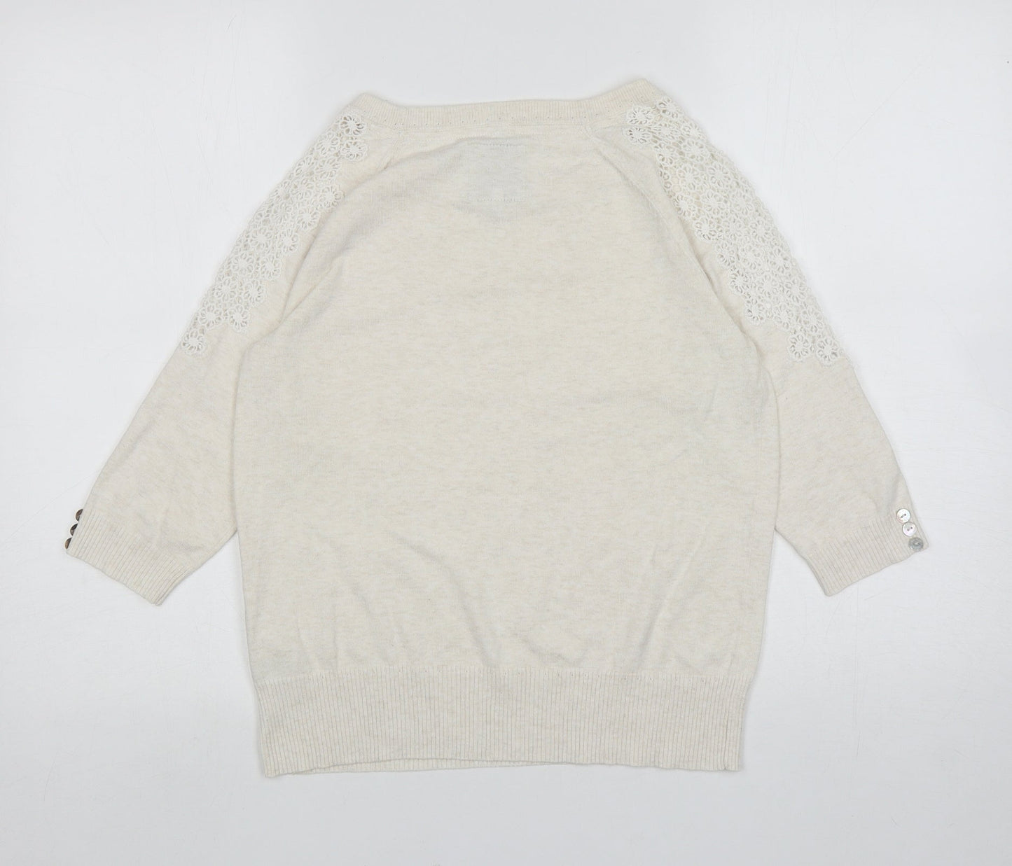 RJR. John Roche Womens Ivory Boat Neck Cotton Pullover Jumper Size 12