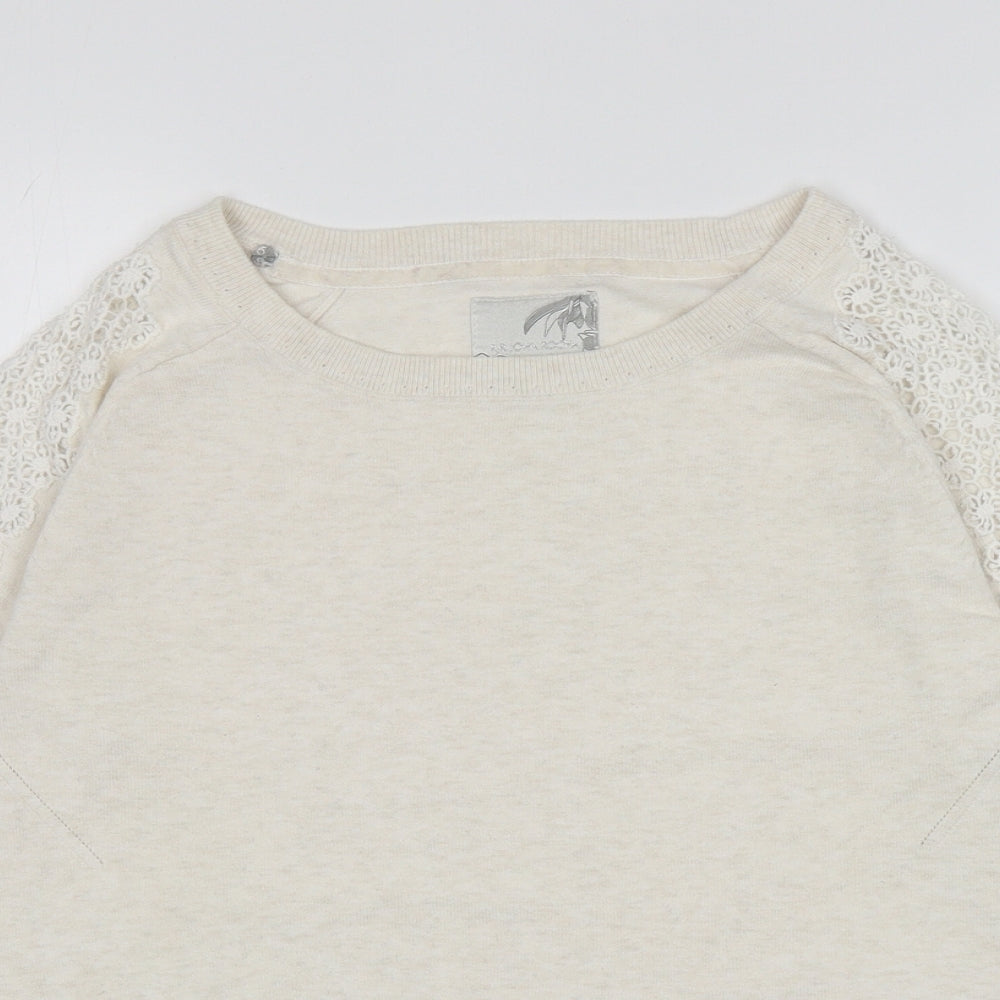 RJR. John Roche Womens Ivory Boat Neck Cotton Pullover Jumper Size 12