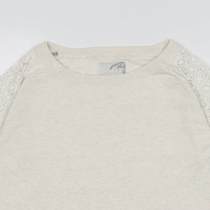 RJR. John Roche Womens Ivory Boat Neck Cotton Pullover Jumper Size 12
