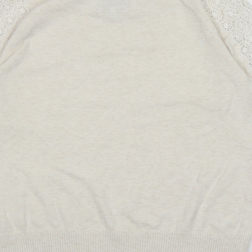 RJR. John Roche Womens Ivory Boat Neck Cotton Pullover Jumper Size 12