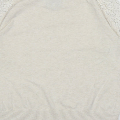 RJR. John Roche Womens Ivory Boat Neck Cotton Pullover Jumper Size 12
