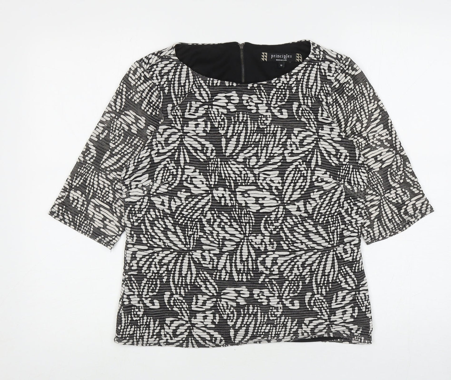 Womens UK Size 12 Principles Black Basic Blouse
