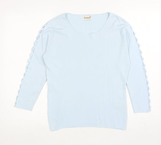 Womens UK Size S Roman Blue Basic T-Shirt